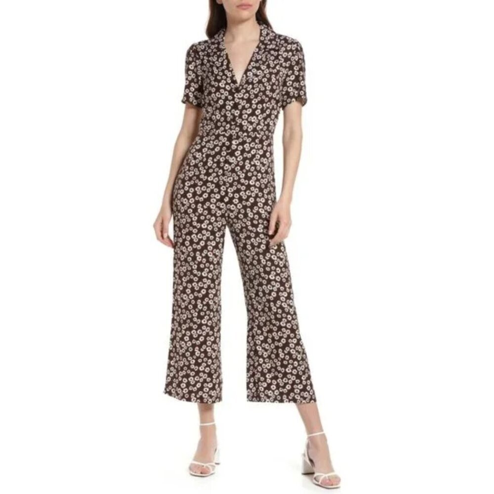 Reformation Bev Maple Brown Floral Jumpsuit